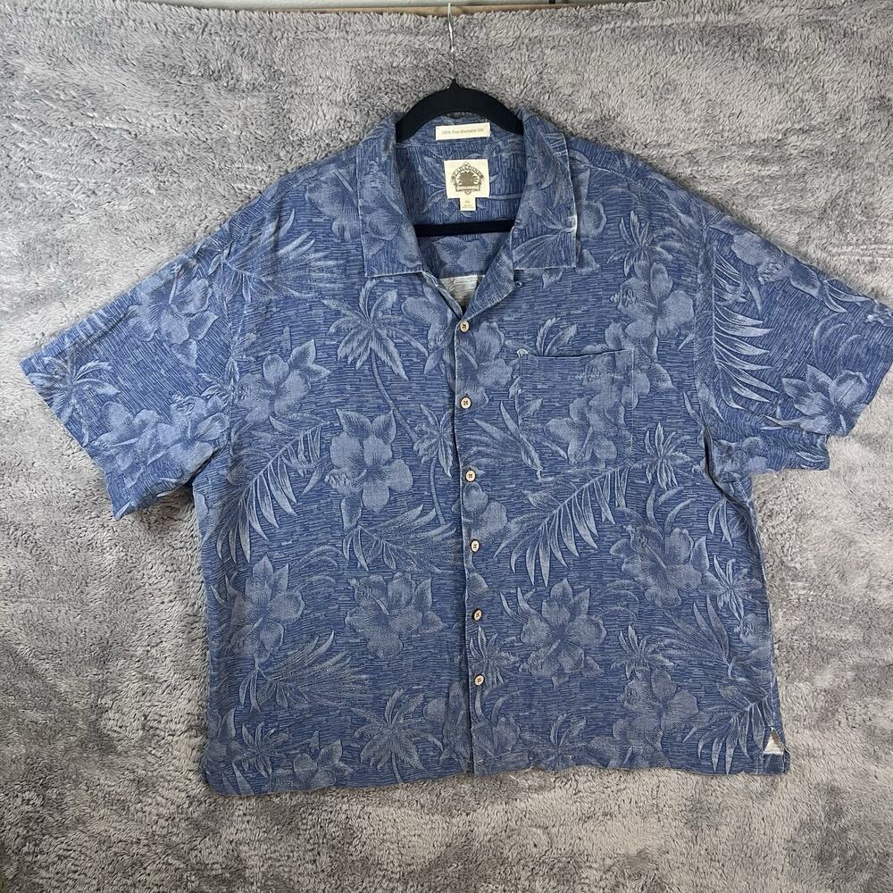 Paradise Collection Shirt‎ Men XXL Classic Fit Hawaiian Palm Trees Rayon Blue